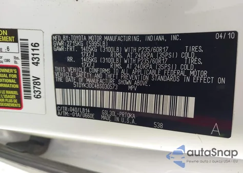 2011 Toyota Sienna Xle V6 from USA, damaged, VIN 5TDYK3DC4BS030573